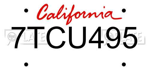 7TCU495 California License Plate
