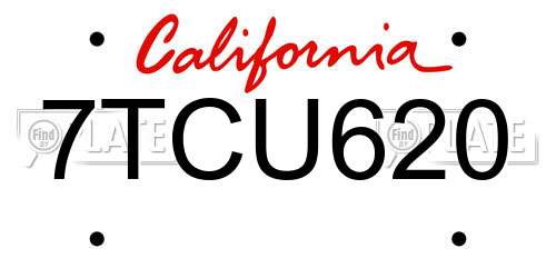 7TCU620 California License Plate