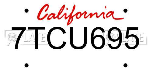 7TCU695 California License Plate