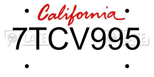 7TCV995 California License Plate