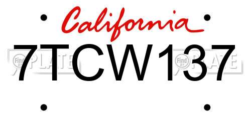 7TCW137 California License Plate