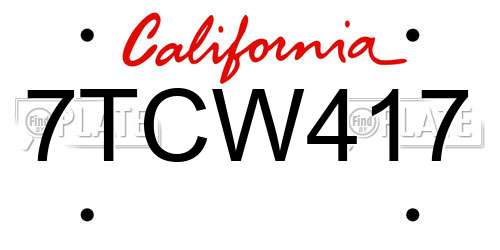 7TCW417 California License Plate