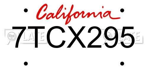 7TCX295 California License Plate