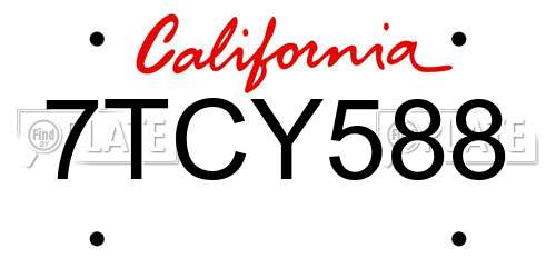7TCY588 California License Plate