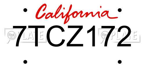 7TCZ172 California License Plate