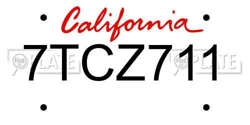 7TCZ711 California License Plate