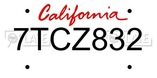7TCZ832 California License Plate