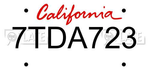 7TDA723 California License Plate
