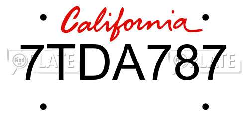 7TDA787 California License Plate