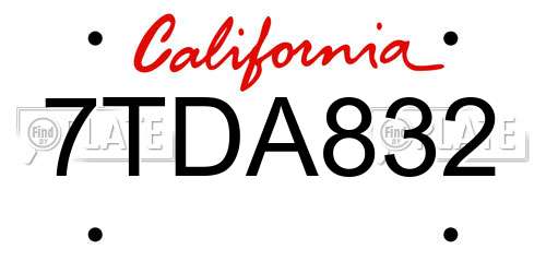 7TDA832 California License Plate