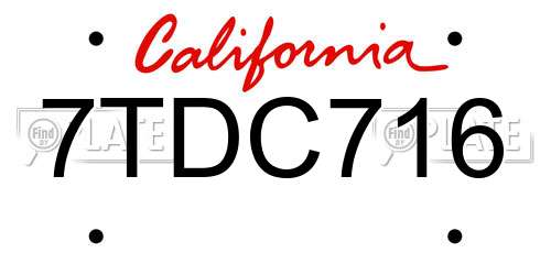 7TDC716 California License Plate