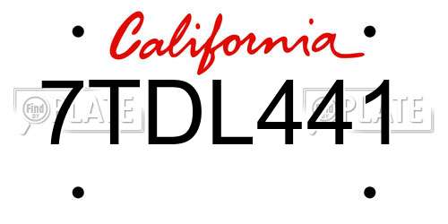 7TDL441 California License Plate