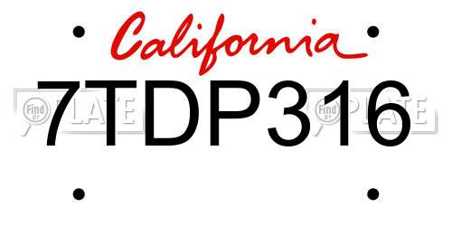 7TDP316 California License Plate