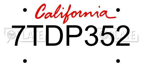 7TDP352 California License Plate