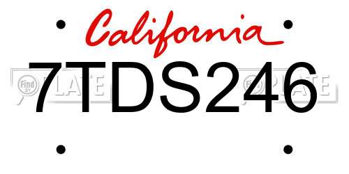 7TDS246 California License Plate