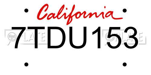 7TDU153 California License Plate