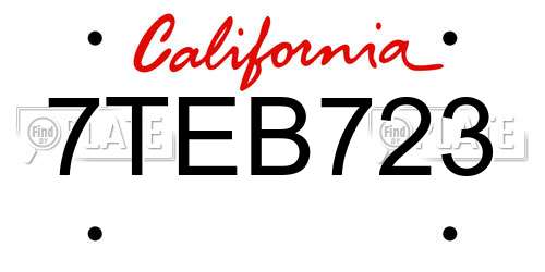 7TEB723 California License Plate