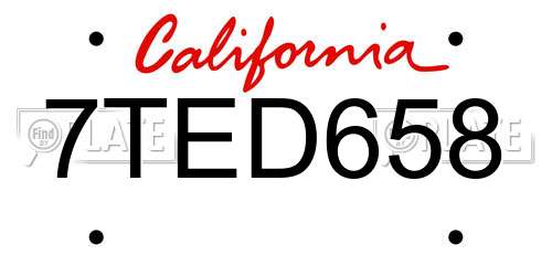 7TED658 California License Plate
