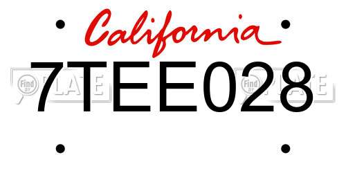 7TEE028 California License Plate