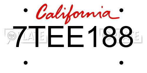 7TEE188 California License Plate