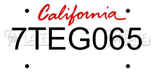 7TEG065 California License Plate