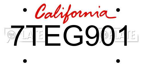 7TEG901 California License Plate