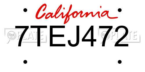 7TEJ472 California License Plate