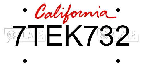 7TEK732 California License Plate
