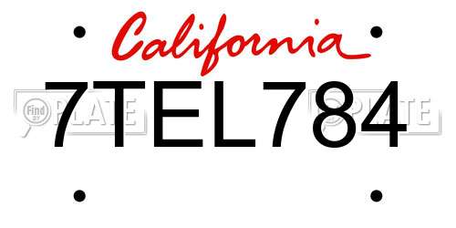 7TEL784 California License Plate