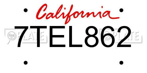 7TEL862 California License Plate
