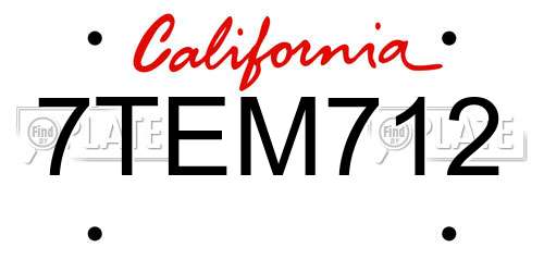 7TEM712 California License Plate