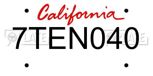 7TEN040 California License Plate