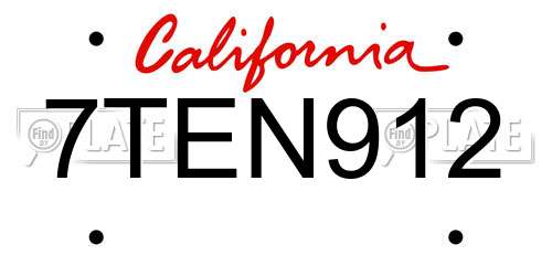 7TEN912 California License Plate