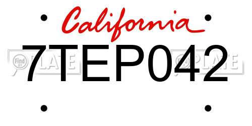 7TEP042 California License Plate