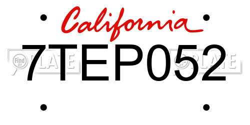 7TEP052 California License Plate
