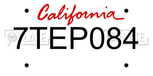 7TEP084 California License Plate