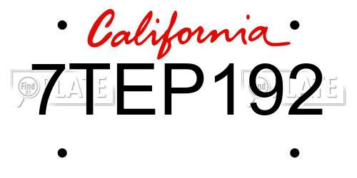 7TEP192 California License Plate