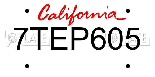 7TEP605 California License Plate