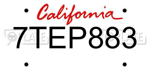 7TEP883 California License Plate