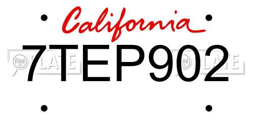 7TEP902 California License Plate
