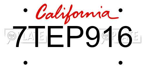7TEP916 California License Plate