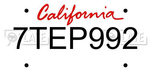 7TEP992 California License Plate