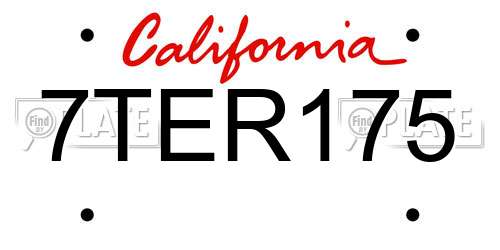 7TER175 California License Plate