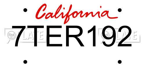 7TER192 California License Plate