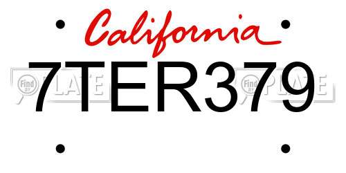 7TER379 California License Plate