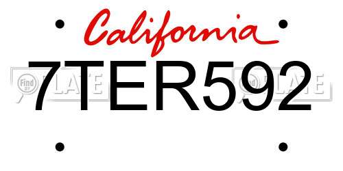 7TER592 California License Plate