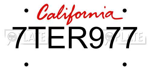 7TER977 California License Plate