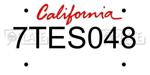 7TES048 California License Plate