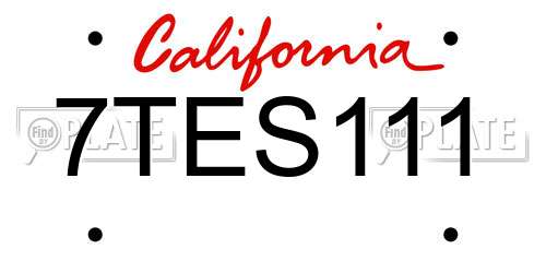 7TES111 California License Plate