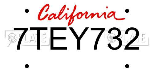 7TEY732 California License Plate